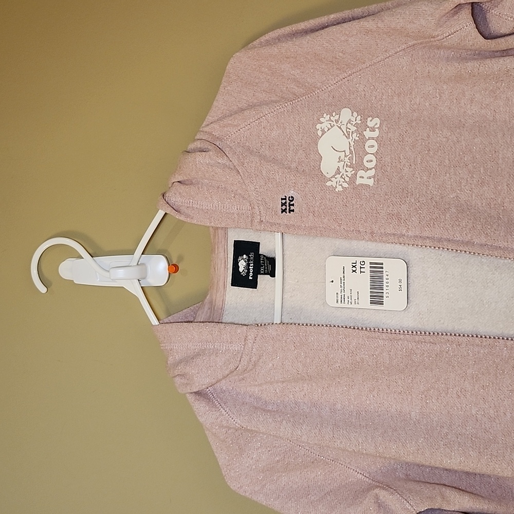New  Roots Light Pink Sparkle Hoodie with Zip - Picture 4 of 8